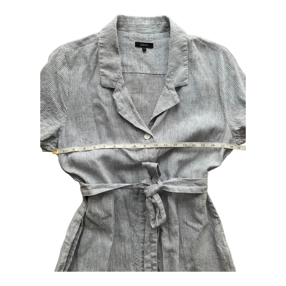 Quince Linen Striped Midi Dress with Belt Size Large - Picture 3 of 5
